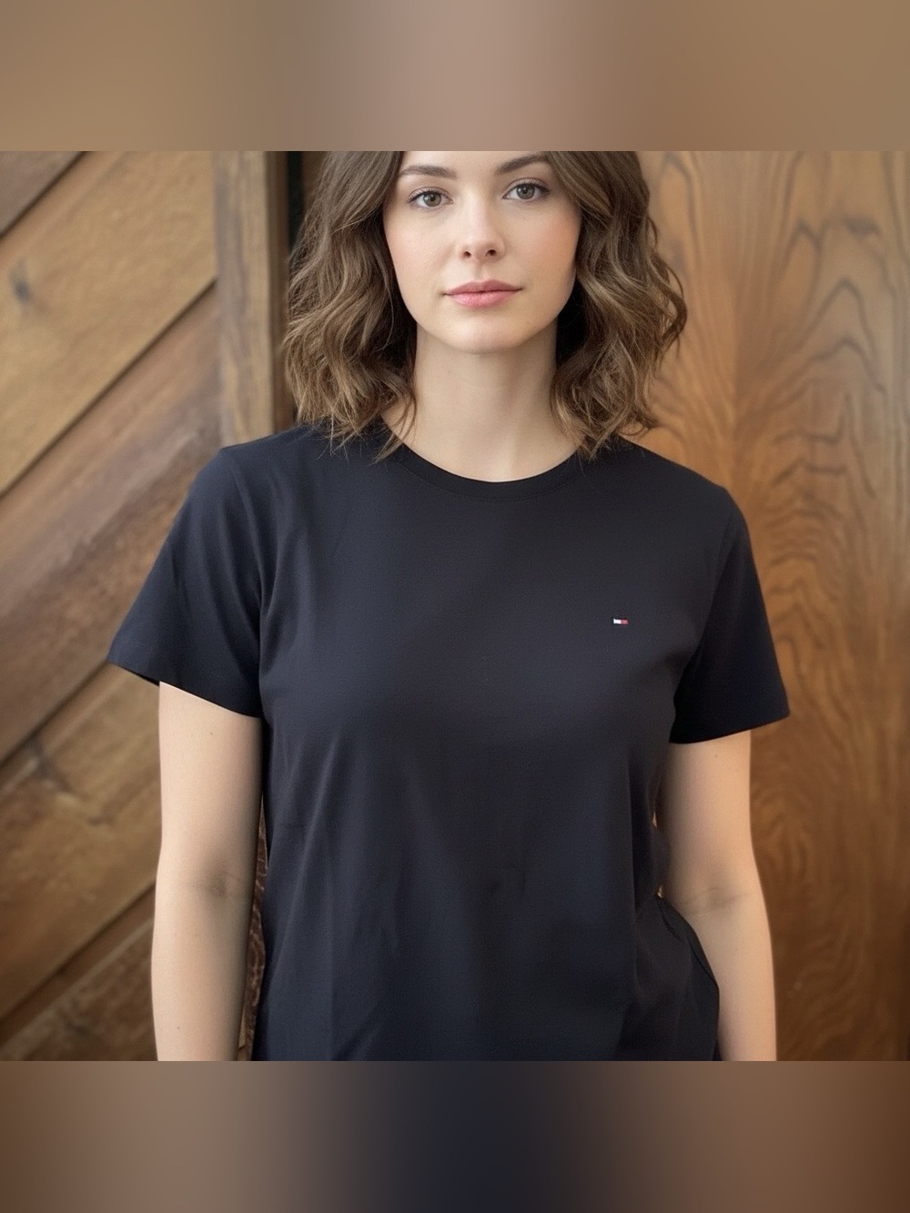 Tommy Hilfiger black Tshirt cotton size XXL tee short sleeve crewneck chest logo